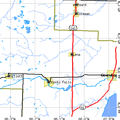 Zip code 54139 close-up map