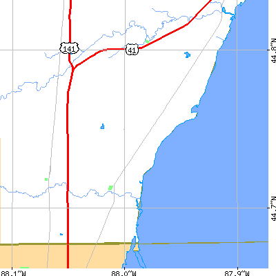 Zip code 54141 close-up map