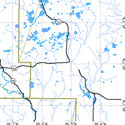 Zip code 54149 close-up map