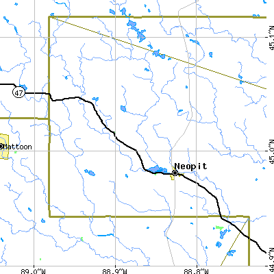 Zip code 54150 close-up map