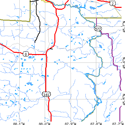 Zip code 54156 close-up map