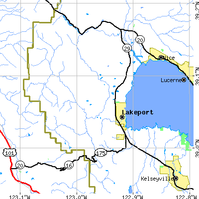 Zip code 95453 close-up map