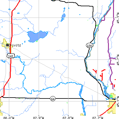 Zip code 54159 close-up map