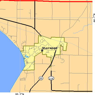 Zip code 54169 close-up map