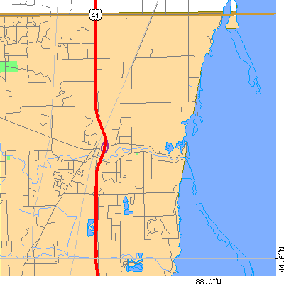 Zip code 54173 close-up map