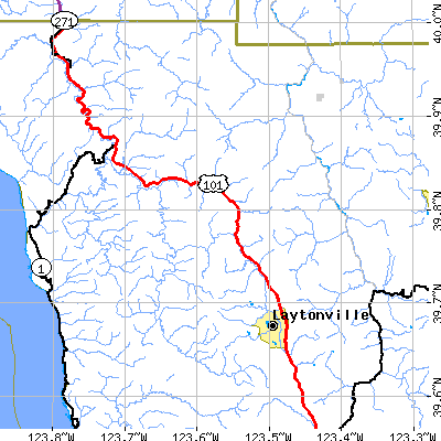 Zip code 95454 close-up map