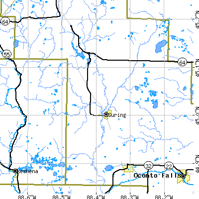 Zip code 54174 close-up map