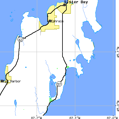 Zip code 54202 close-up map
