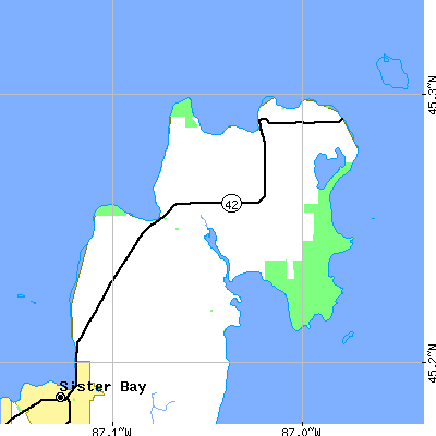 Zip code 54210 close-up map