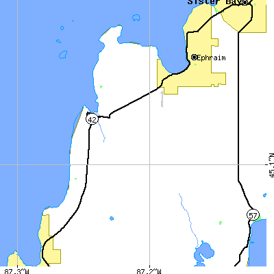 Zip code 54212 close-up map