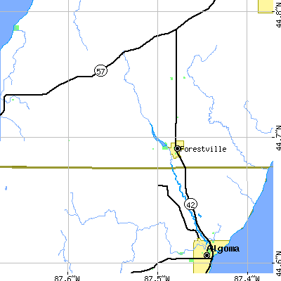 Zip code 54213 close-up map