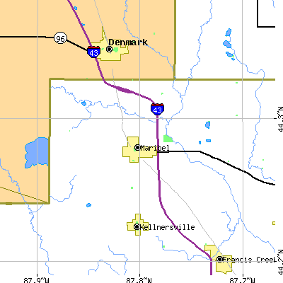 Zip code 54227 close-up map