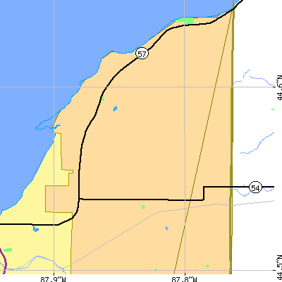 Zip code 54229 close-up map