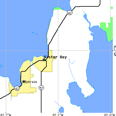 Zip code 54234 close-up map