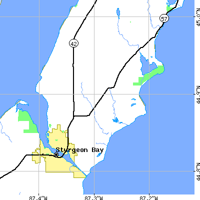 Zip code 54235 close-up map