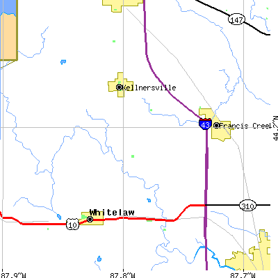 Zip code 54247 close-up map