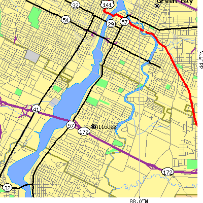 Zip code 54301 close-up map