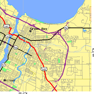 Zip code 54302 close-up map
