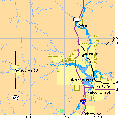 Zip code 54401 close-up map