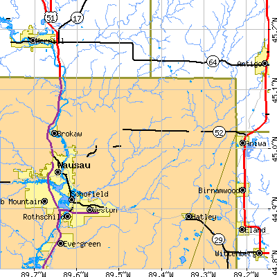 Zip code 54403 close-up map