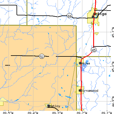 Zip code 54408 close-up map