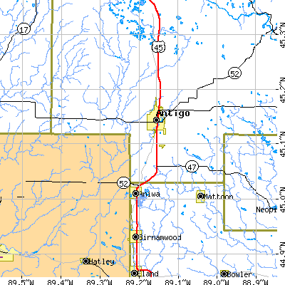 Zip code 54409 close-up map