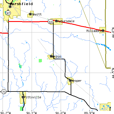 Zip code 54410 close-up map