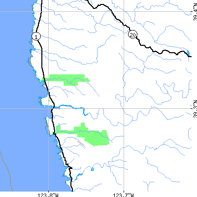 Zip code 95460 close-up map