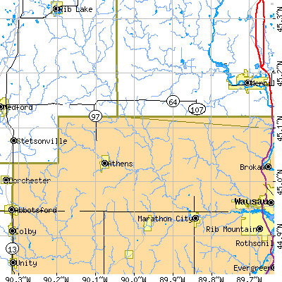 Zip code 54411 close-up map