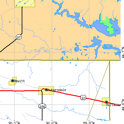 Zip code 54412 close-up map
