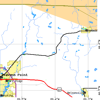 Zip code 54423 close-up map