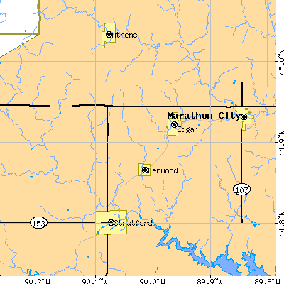 Zip code 54426 close-up map