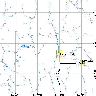 Zip code 54437 close-up map