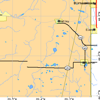 Zip code 54440 close-up map
