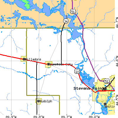Zip code 54443 close-up map