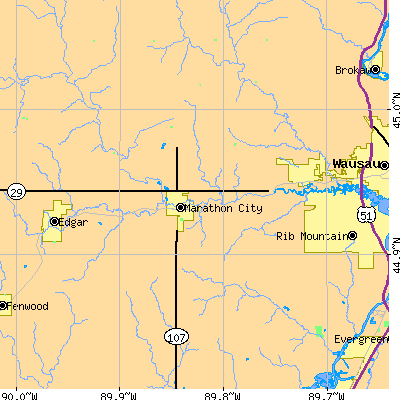 Zip code 54448 close-up map