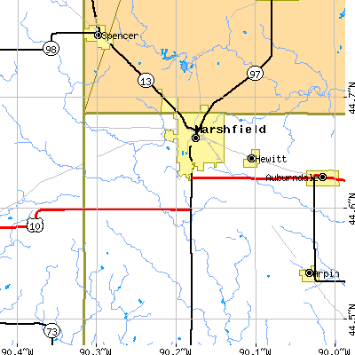 Zip code 54449 close-up map