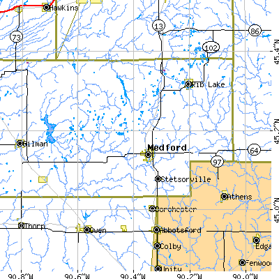 Zip code 54451 close-up map