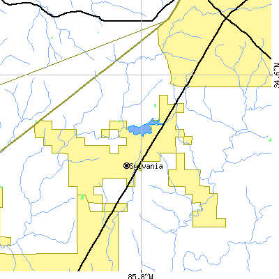 Zip code 35988 close-up map