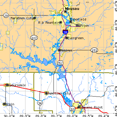 Zip code 54455 close-up map