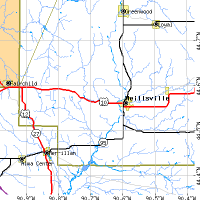 Zip code 54456 close-up map