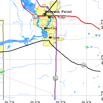 Zip code 54467 close-up map