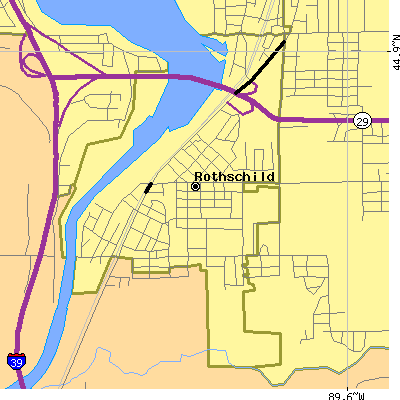 Zip code 54474 close-up map