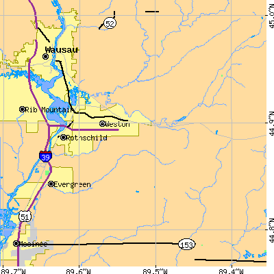 Zip code 54476 close-up map