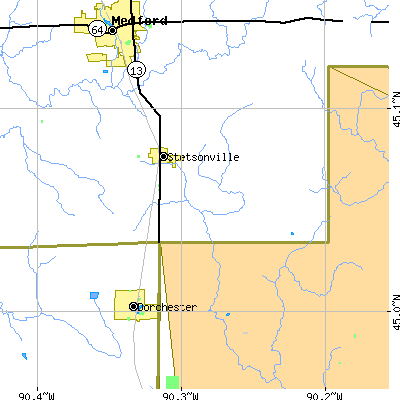 Zip code 54480 close-up map
