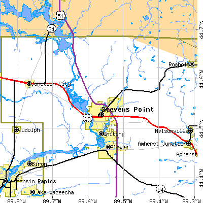 Zip code 54481 close-up map