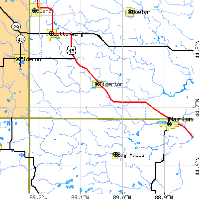 Zip code 54486 close-up map