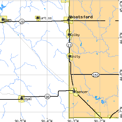 Zip code 54488 close-up map