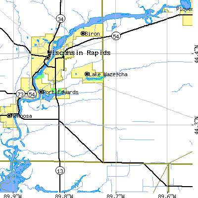 Zip code 54494 close-up map