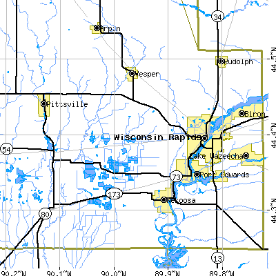 Zip code 54495 close-up map